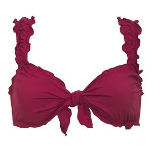 NWT Frankie’s Bikinis Colby Top in Bordeaux (size Large)